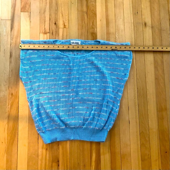 Old Stock 80s blue Striped Knit Sweater Vest Galaxie Made in USA - Picture 3 of 4